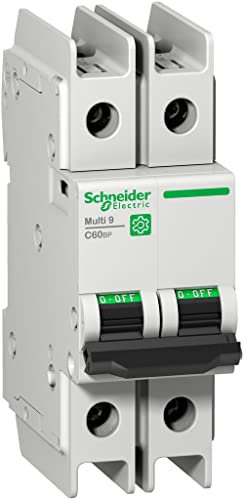 Schneider Electric C60BP Haushalts-MCB Leitungsschutzschalter Typ D, 2-polig 1A 440V, Abschaltvermögen 15 kA Multi 9
