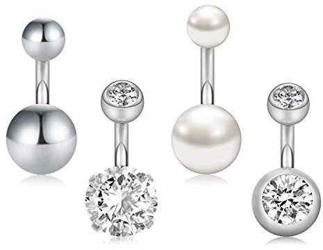 MODRSA 14G Kurz Bauchnabelpiercing 316L Chirurgenstahl Bananabell Piercing Curved Barbell Piercing 6mm 10mm