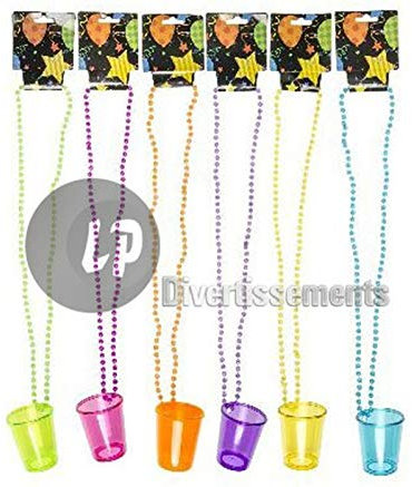 Lg Import Lot de 12 Collier Perles avec Verre Shooter Fluo Mix