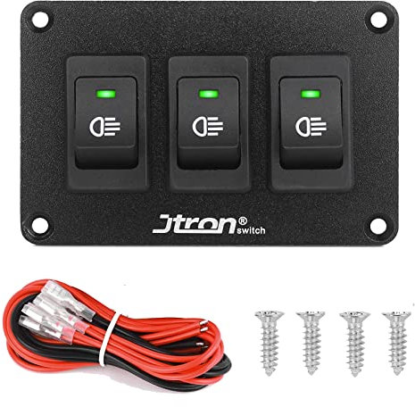 Jtron wippschalter panel 12V 2 polig 2P SPST an-aus grün Schalter für Nebelscheinwerfer wippschalter 12v beleuchtet kfz für Auto Boot (12V 30A/3-Grün)