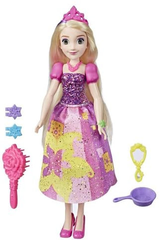 Disney Hasbro Princess – Rapunzel (Fashion Puppe mit lebendigem Kleid und kräftigen Drucken, mit Bürste und Accessoires für die Haare, Serie Be Bright, Be Bold)