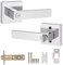 Probrico Square Privacy Door Lever with Lock Bathroom Door Knob Lock Polished Chrome