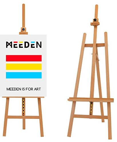 MEEDEN Cavalletto da artista,tela fino a 127 cm di supporto Cavalletto da esposizione con cornice ad A in legno massello di faggio Cavalletto da pavimento,colore naturale