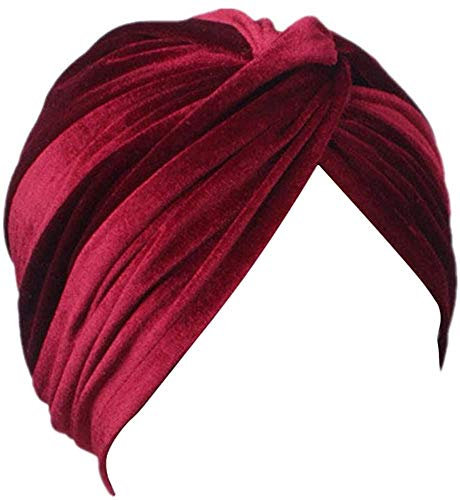 MIMIKRY Damen Samt Turban Hut Diva 20er Jahre Wahrsagerin, Farbe:Bordeaux