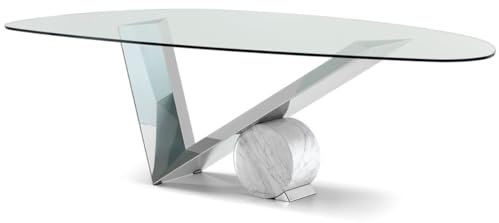 Casa Padrino Designer Esstisch Silber/Weiß 240 x 115 x H. 75 cm - Esszimmertisch mit Glasplatte - Moderne Esszimmer Möbel - Luxus Kollektion