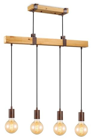 Home Sweet Home Landhaus Hängelampe Denton | 70/14/128cm | Hängeleuchte mit 3 Holzleuchten | geeignet für E27 LED Lichtquelle | Pendelleuchte geeignet für Wohnzimmer, Schlafzimmer