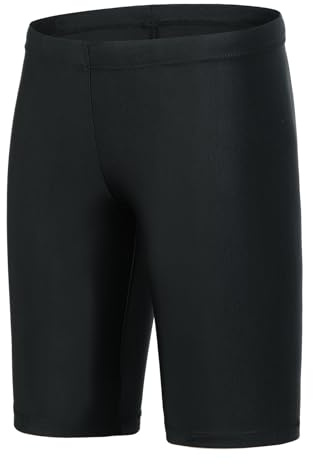 Xioker Boy Square Legs Swim Jammer with UPF50+,Youth Boy Jammer Swimming Shorts for Training(Black 2XL)