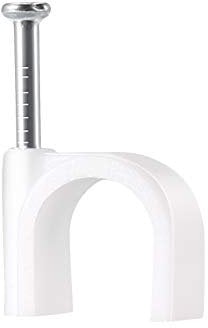ERKXD Cable Clips White with Steel Nails, 6mm Wire Clips to Wall, White Round Cable Nail Clips (6mm/100pcs)