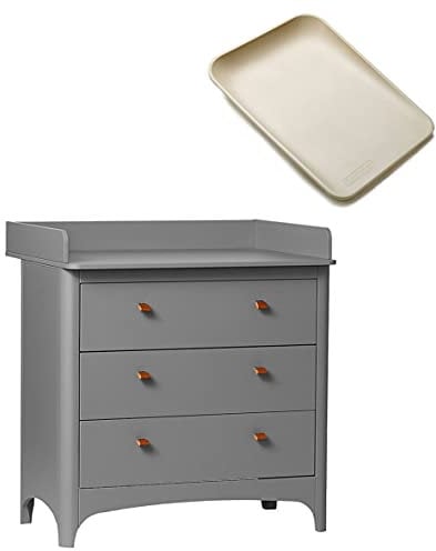 Leander Classic Wickelkommode grau mit Wickelauflage Matty cappuccino