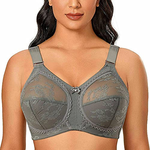 Ayigedu Ladies Plus Size Bra Minimiser Full Coverage Firm Hold Non Padded No Wired 38F Grey