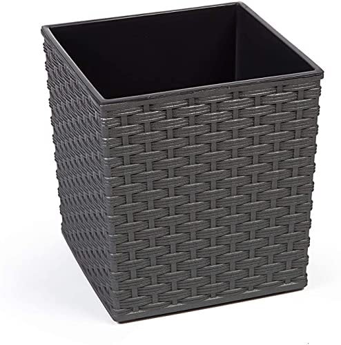 Gordanluk Low Flowerpot Rattan Designed Flowerpot with removable liner large plant pots indoor large plant pots outdoor plant pot flower pots (Grey, 19 x 19.5 cm)