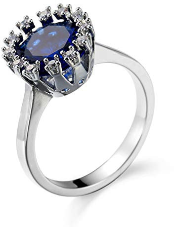 Banemi Ring Retro Damen, Ring Damen Klein Weißvergoldeter Bunt Zirkonia Runden Damen Partyschmuck Größe 60 (19.1)