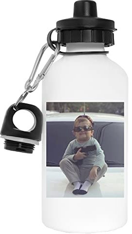 Hasbulla Fighter Rostfreier Stahl Wasserflasche Weiß Metall Stainless Steel Water Bottle White Metal