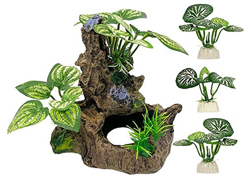 Fish Tank Decorations Aquarium Decoration Small Ornaments Accessories Betta Fish Hides Cave Rest Soft Silk Leaf (A-Set) (A-set)