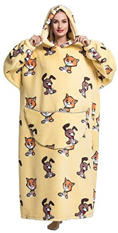 Extra Long Oversized Blanket Hoodie, Adult Women Snuggle Fleece Wearable Blanket, Fluffy Giant Hooded Sweatshirt for Teens
