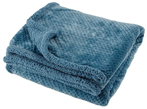 Baroni Home Coperta di Pile, Plaid Invernale Morbido per letto e divano, Coperta Singola, Colore Ottanio, 130x160 cm