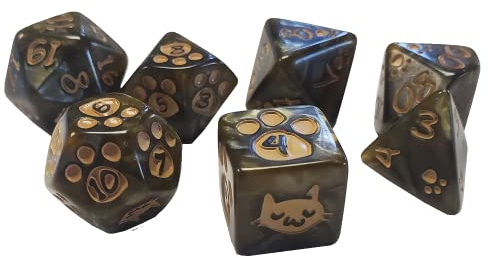 Kitten Polyhedral Dice Set Brown | Custom Dice, Perfect for use with Steve Jackson Games, DND, RPGs, Tabletop Games, and Role-Playing Adventures