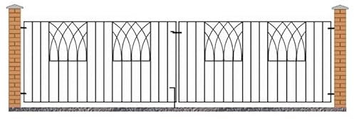 Abbey Modern Double Driveway Gate - Solid Steel - Fits Gap of 3264 mm x 812 mm High - Electro Galvanised/Black Powder Coated