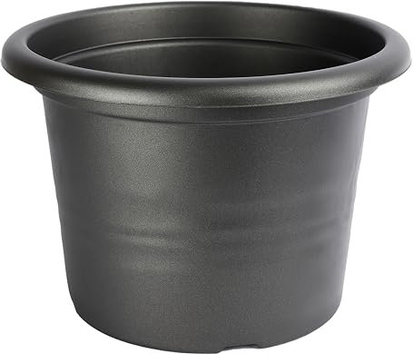 Garronda Macetas Redondas de Plástico para Flores y Plantasi GD-0022 (Grafito, ⌀ 20cm H 14cm)