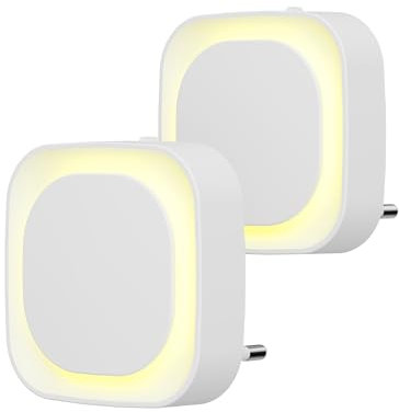 YUNLEX Luz Noche con Enchufe 2 Piezas LED Luz Nocturna Infantil con Sensor Crepuscular, Brillo de nivel 3, Muy adecuado para habitaciones para niños, Escalera, Dormitorio, Cocina, Baño