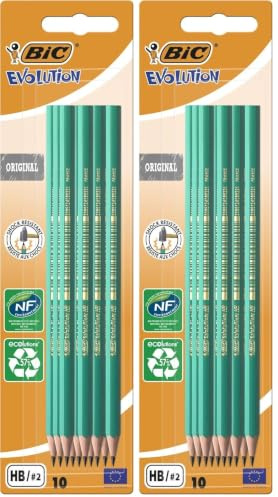 Bic Evolution Original Pencils - Pack of 20 - All-Purpose, Extra- Resistant Erasable Pencils for Easy Drawing and Writing, black