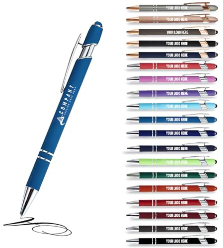 Jolis Papiers Kugelschreiber 2 in 1 Personalisiert mit Ihrem Logo, Werbe-Kugelschreiber (18 Farben erhältlich) (50er-Set, Hellblau)