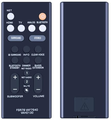 GOUYESHO FSR78 VAF7640 VAH0130 Remote Control for Yamaha Soundbar, Compatible with ATS-1060 YAS-107 ATS-1070 YAS-207 ATS-2070 YAS-CU207 NS-WSW42 BAR-400 YAS-106