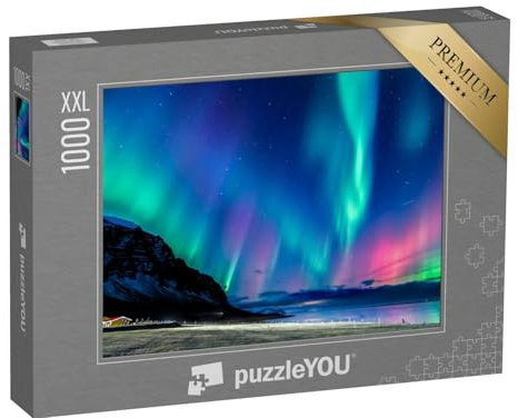 Puzzle 1000 Teile XXL „Farbenfrohe Polarlichter in Island“ – aus der Puzzle-Kollektion Nordlichter