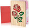 Vicloon Holzkarte aus Bambus, Hochzeitskarten Jahrestag Karten, Holz Geburtstagskarte, Einladung Karte Holz, Valentinstag Karte Holz, Premium Kreative Geschenkkarte mit Umschlag(doppelte rote Rose)
