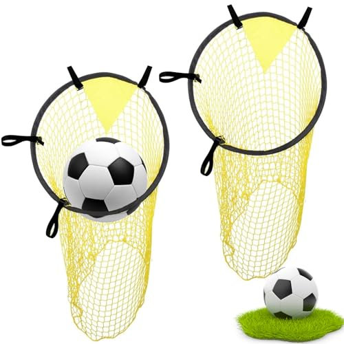 quiodok 2 Stück Top Fußballtorzubehör Gelb Fussball Ziel Fußballtor Ecke Schießen Fußballtor Zielnetz Fußball Training Fußball Zubehör 45x60cm Fußballzielnetz für Training