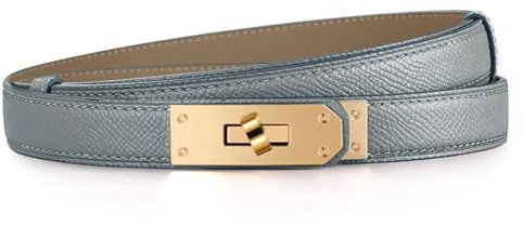 Gürtel Damen, Ledergürtel Damen, Klassisch Einfarbig Belt Women, Metall-Drehverschluss, Elegantes Hellblau Mit Goldfarbener Schnalle, Geeignet Als Geschenk Muttertag Und Für Das Tägliche Tragen.