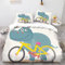 Hema Fährt Fahrrad Thema Bettwäsche Set 3 Teilig Bettbezug 240 x 220 cm & Kissenbezug 80x80 cm Microfaser Bettbezüge mit Reißverschluss Weich Bettdeckenbezug Set Blau