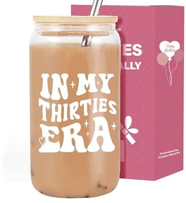 VivaJoy 30th Birthday Gifts for Women, 30th Birthday Creative Travel Mug, Coke Cup, Glass Mug, Interesting Personalized Mug, Gift for Best Friend Female Mum Wife Daughter Sister Girlfriend