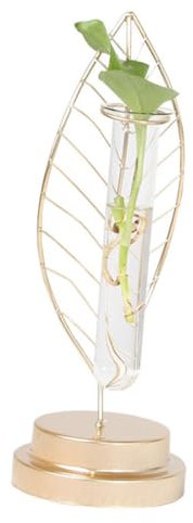 ABOOFAN 1 Pc Jardinera De Flores De Hierro Florero De Vidrio De Tubo De Ensayo Golden