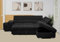Grey-Beige-Black Fabric Multi-functional L Shape Corner Sofa Bed-Cheap Left & Right Suite set With Storage And Stools & Ottoman for Livingrooms (Black, Left Hand Side)