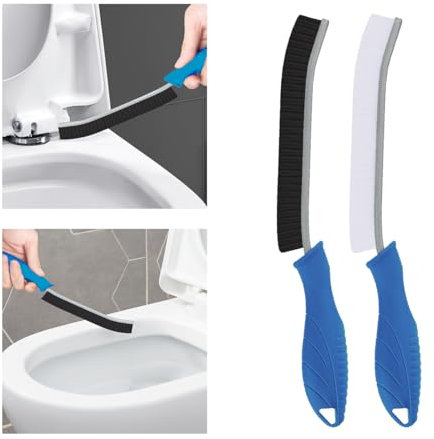 TQRR Escobillas de Baño-Cepillo Limpieza Hogar, Multifuncional Cepillo Limpieza Cerdas Duras, Inodoro, Bañera, Ranura de Puerta de Ventana y Herramientas de Limpieza (2, Azul liquen)