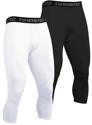 Towintec Herren Kompressionshose Laufhose 3/4 Schnelltrocknend Tights | Basketball Hose,Unterwäsche Atmungsaktiv,Sportstrumpfhosen Fitness, Grundschicht ,Männer Hose Trainings Leggings ,Football