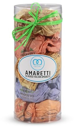 Mixed Flavour Selection of Gourmet Amaretti Biscuits - 230g Gift tube of Biscotti Italian Biscuits - Italain Food Gifts