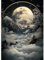 MXJSUA Peinture Diamant Kits, Paysage Lunaire Fantastique 5D Bricolage Diamond Painting Complet, Diamant Strass Point de Croix Cristal Painting pour Murale Décoration 30x40cm