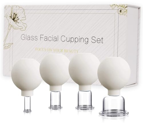okmaba Glass Facial Cupping Set for Face & Neck Anti Aging (White)