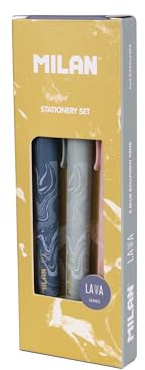 MILAN® Geschenkbox Serie Lava, mit 3 Kugelschreibern P1, blaue Tinte, verschiedene Farben