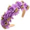 Solid Color Wide Headbands For Women Handmade Three Dimensional Flower Jewelry Padded Hairband Purple