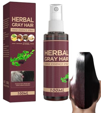 Herbal Gray Hair Spray, Herbal Essence Leave in Spray, Herbal Essence, Hair Darkening Conditioner, Hairs Coloring Conditioner for 4 Weeks Gradual Results, for Men & Women (1pc)