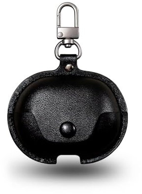 Case for SoundPEATS Air5 Wireless Earbuds,Daunke PU Leather Soft Protective Cover,Includes a Carabiner,Shockproof and Drop-Proof,waterproof,Lightweight and Portable,Black
