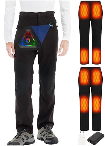 CYCYHEAT Beheizbare Hose Damen & Herren mit 7,4V 20000mAh Akku und 4-in-1 Steuerung – wasserdichte Thermohose mit Verbesserter Carbon-Heiztechnologie für Skifahren, Wandern & Outdoor