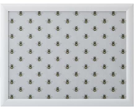 Creative Tops Bee Print Lap Tray with Cushion, Bean Bag Cushioned, Portable Lap Desk, Desk Laptop Tray 44cm x 34cm x 6cm