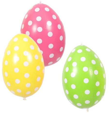 Gatuida 3 Stück Teiliges Aufblasbare Ostereier aus Große Bunte Osterballons Gelb und Grün Wetterfeste Osterparty Dekoration für Garten und Kinderparty Foto Requisite
