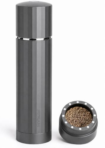 HOTQILIN All-Metal Pepper Grinder, Stainless Steel Burr, Manual Pepper Mill | Commercial-Grade, No Plastic, Refillable, 60+ Precision Settings, High-Output Grinding, Magnetic No-Mess Powder Chamber
