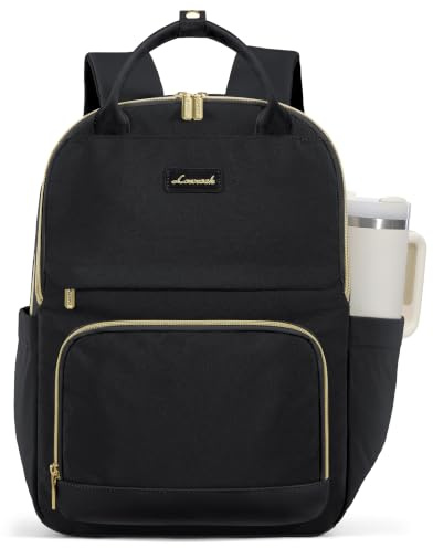 LOVEVOOK Rucksack Damen, 15.6 Zoll Laptop Schulrucksack Teenager mit Großem Flaschenfach, Uni Schultasche Travel Backpack Women Elegant, Arbeitstasche Tagesrucksäcke für Reise Schule, Schwarz