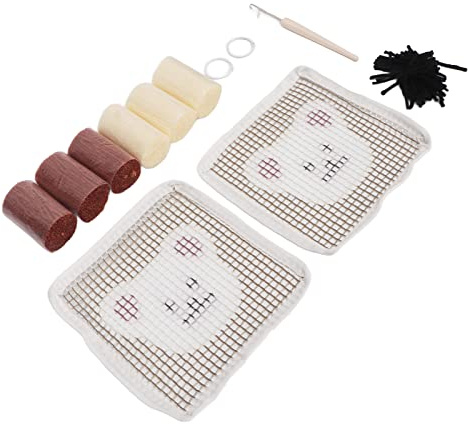Tnfeeon Latch Hook Kit, Handmade Sewing Tool, Soft Polyester with Lovely Bear Pattern Coasters for DIY Crafting and Home Decoration